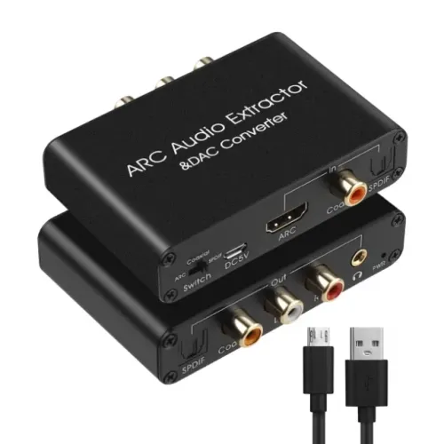 Extrator Conversor Áudio Hdmi Arc Spdif Coaxial para RCA P2 Analógico Óptico Coaxial DAC