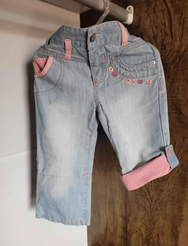 Calça Jeans Infantil botões para Bermuda Algodão Floral