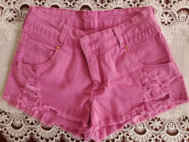 Short jeans feminino verão rosa R.I.19