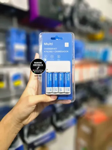 4 Pilhas recarregável AA + carregador 