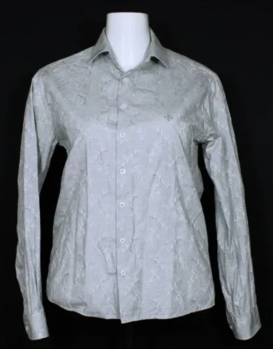 camisa social alfaiataria masculina cinza estampada dudalina - Tamanho 3 - ref. 3456