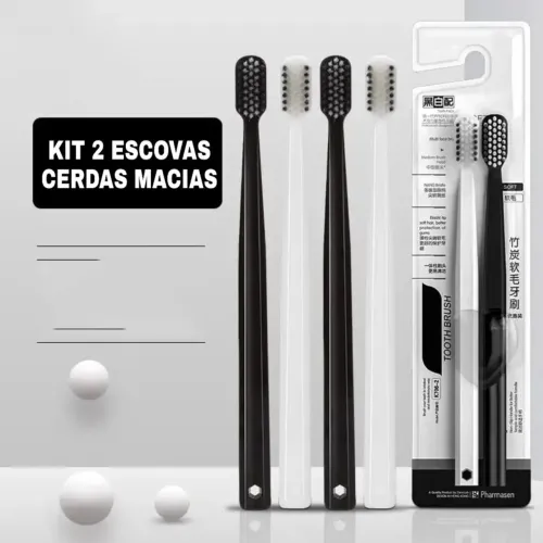 Kit 2 Escovas de Dente Cerdas Macias 