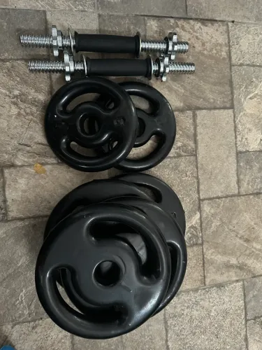 Barra halter e anilhas emborrachadas NOVAS