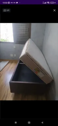 Cama baú solteiro com colchão e pillon