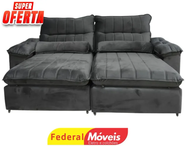 Sofá Retrátil e Reclinável 2,30m Tecido Bouclé - Solicite Catálogo 