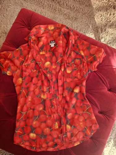 DOLCE GABBANA camisa masculina clássica estampa cerejas