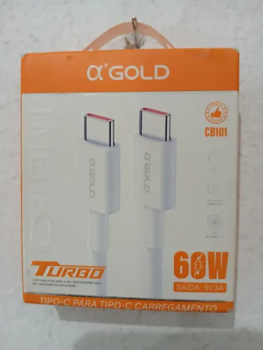 Cabo Carregador tipo C para tipo C Agold, 5 unidades por 60 reais 