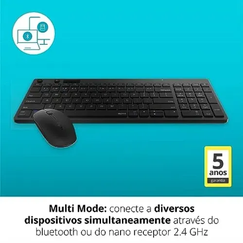 Combo Rapoo Teclado e Mouse sem Fio Bluetooth 2.4Ghz Black