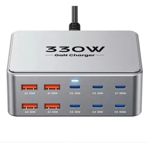 Carregador Turbo com 10 Saídas Usb A e Tipo C 330w