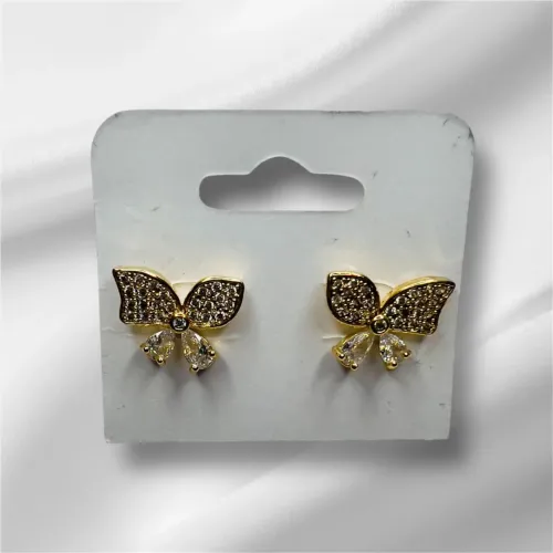 Brincos de Borboleta Dourados com Pedras