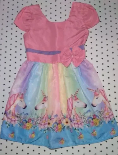 Vestido Festa Unicórnio - 3/4 Anos