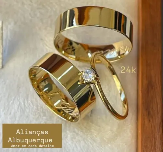 KIT TRIO DE ALIANÇAS CASAMENTO