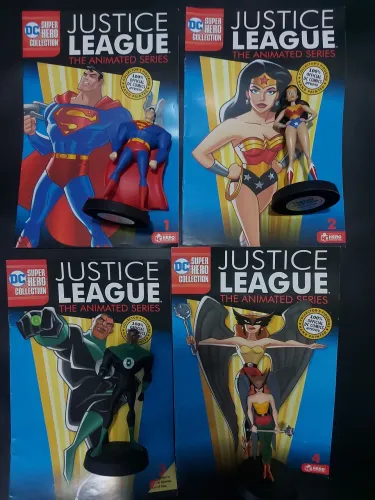 Estatuetas Justice League Animated Series Superman, Mulher Marqvilha, Lanterna Verde, Gavi