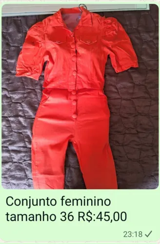 Conjunto Feminino Laranja - Tamanho 36