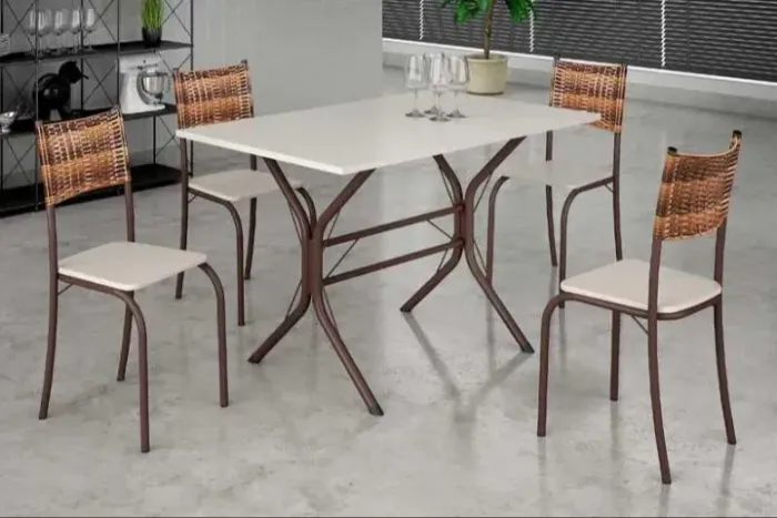 Mesa de Jantar Atlanta com 4 Cadeiras 120x75 cm Fazemos Entrega