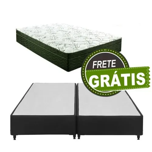Kit Base Box Casal Bipartido + Colchão de Molas Bonnel 24cm - Conforto para Dois