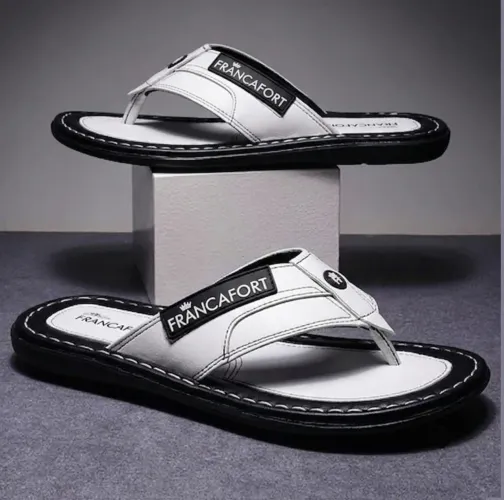 Chinelo Branco em Couro 