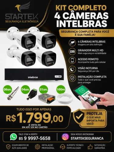 Kit 4 Câmeras Intelbras - Já Instalado!