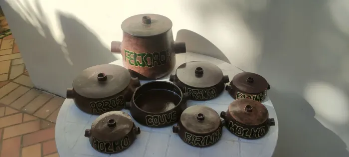 Kit Porta Mantimentos Cerâmica Daisa Vintage - Feijoada Completo 7 Peças