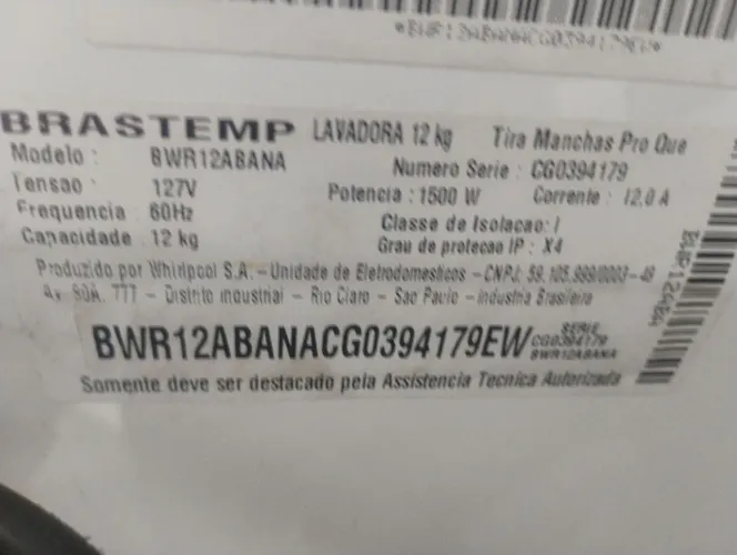 Máquina de Lavar Brastemp 12 kg