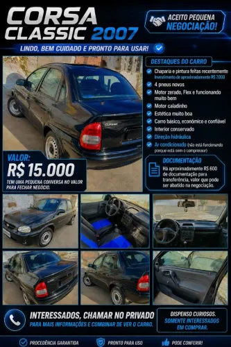 Chevrolet Corsa SED Class.life 1.0/1.0 Flexpower (álcool) 2007