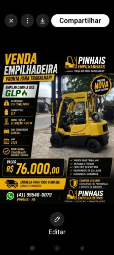 Empilhadeira Hyster de 2.5 toneladas