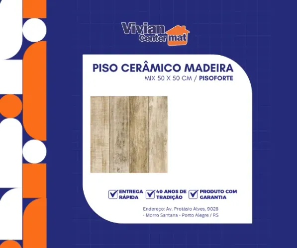 Piso Cerâmico Madeira Mix 50 x 50 cm Pisoforte
