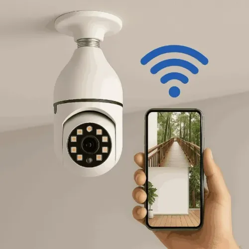 Câmera de Segurança 360º Ip Lâmpada Wifi Full Hd Visão Noturna