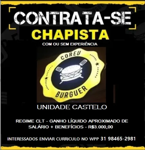 Chapista para Hamburgueria Artesanal