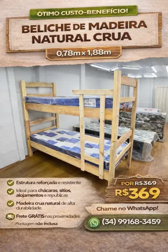 Beliche Natural Crua 0,78x1,88 - Ideal para Chácara e Alojamento + Frete Grátis