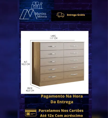 GRANDE PROMOÇÃO CÔMODA 10 GAVETAS SOLUZIONE ENTREGA GRÁTIS