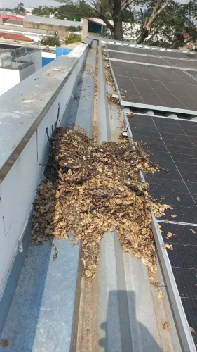 Lavagens e limpeza de placar solar, incluindo a limpeza de CALHA