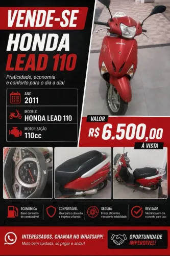 ? HONDA LEAD 110 - 2011 | ECONÔMICA, CONFORTÁVEL E PRONTA PARA USO