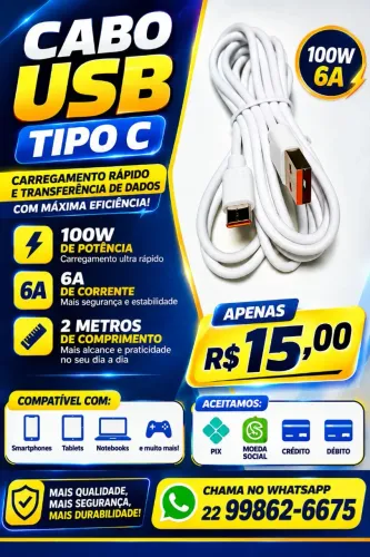 CABO USB C 100W 6A 2M