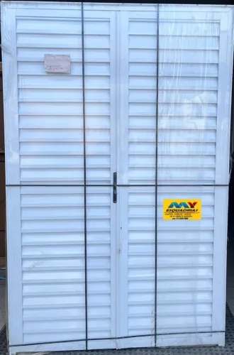 PORTA ALUMINIO BRANCO MODELO CENTRAL DE 2 FOLHAS