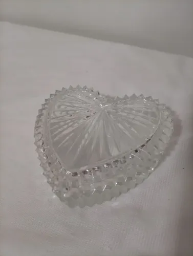 Porta Jóias Vidro Lapidado Forma de Coração 