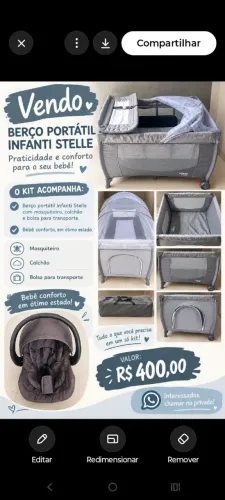Vende se berço portátil completo com bebê conforto