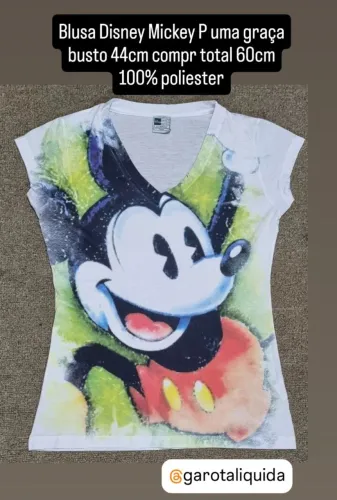 Blusa Mickey P uma graça busto 44cm compr total 60cm 100% poliester