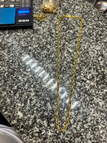 Cordão ouro baguete duplo 