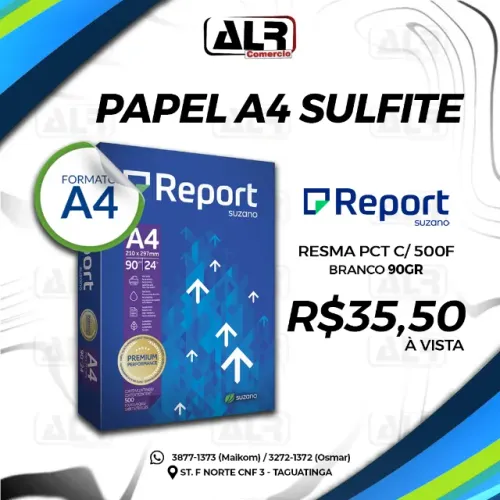 PAPEL SULFITE 90GR BRANCO RESMA REPORT SUZANO