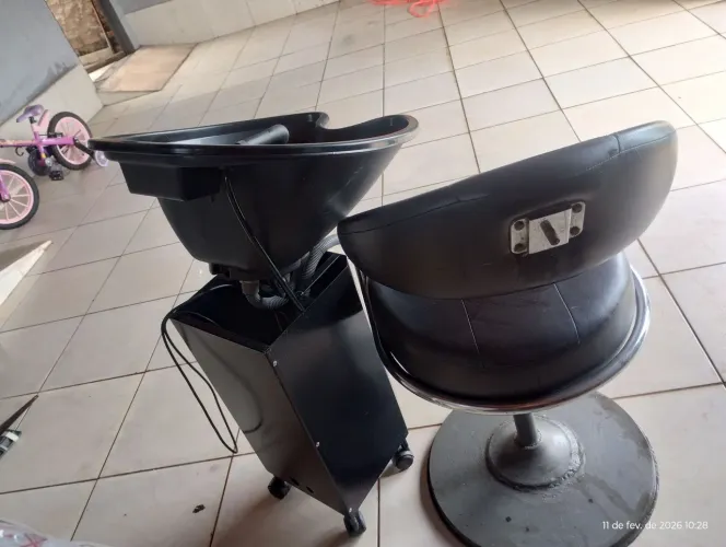 Cadeira para salão e lavatório de cabelo 