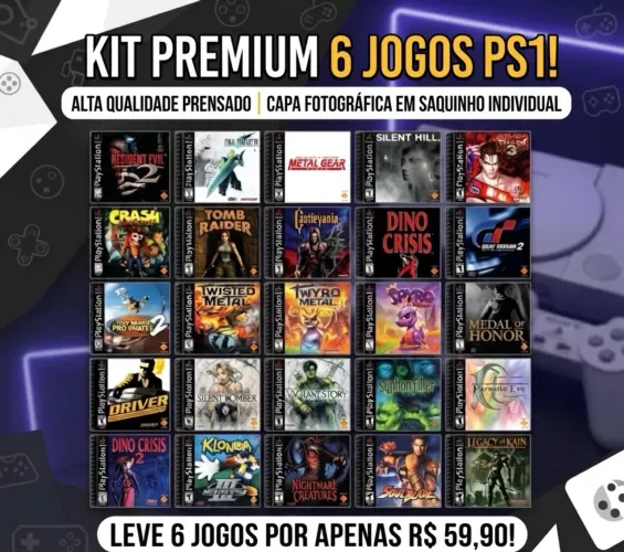 Kit 6 jogos de Ps1 
