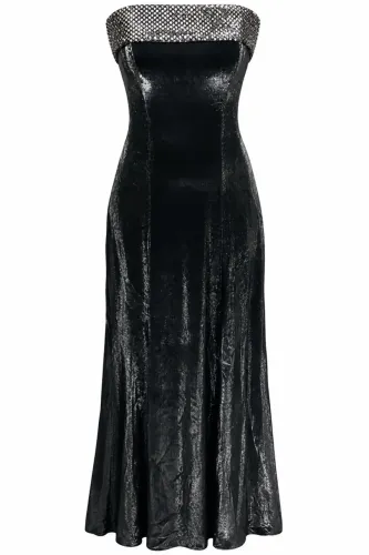 Vestido de Festa Longo Preto L.A. Galo - Tomara que Caia com Strass