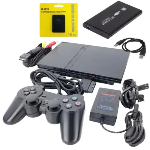  PS2 slim completinho com leitor de discos ou não, passa cartão, somos loja e damos garant