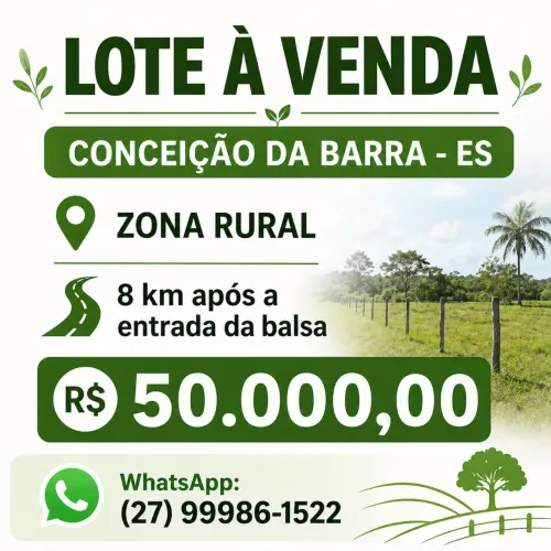 Vendo Lote próximo a balsa em Conceição da Barra