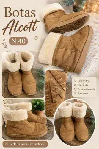Botas inverno Alcott n.40 com pelúcia e cano dobrável 