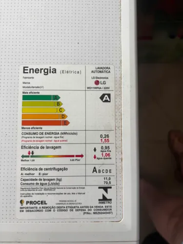 Máquina de lavar LG direct drive 11 kg