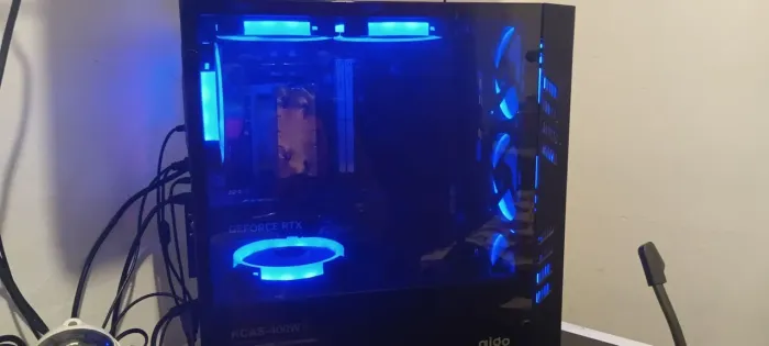 Gabinete gamer + fans LED AZUL + Fonte KCAS 400W 80plus