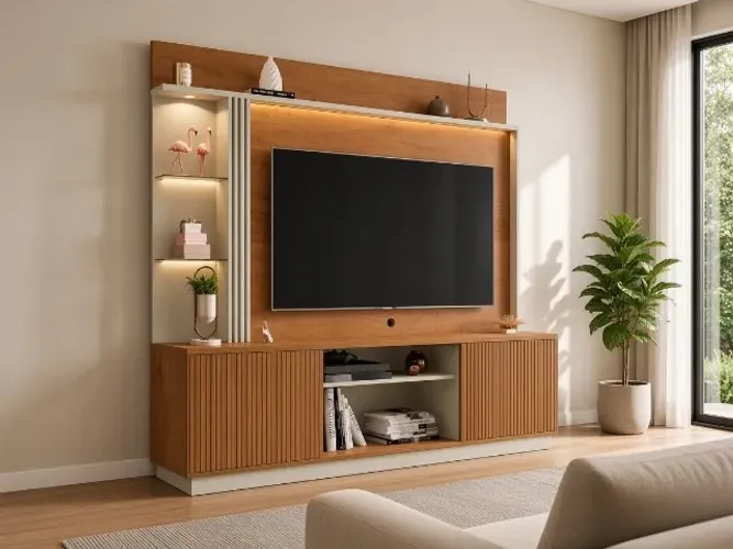 Home Theater Atlanta 2,00m MDP Ripado (NOVO A PRONTA ENTREGA)