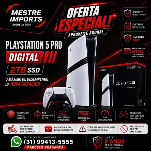 PlayStation 5 Pro Digital 2TB SSD Novo Lacrado Nota Fiscal